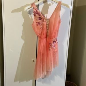 Peach ombré dance costume with open back. Medium adult